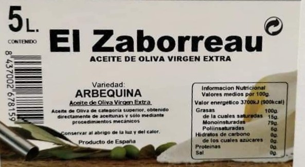 ACEITE EL ZABORREAU (Beire)
